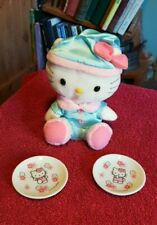 Nakajima Sanrio Bedtime Hello Kitty Soft Plush Toy 7" 2 Small Porcelain Plates