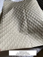 NEUTRAL MADE TO MEASURE WINDOW CURTAINS. PENCIL PLEAT, EYELET, BAY, LIVING ROOM.