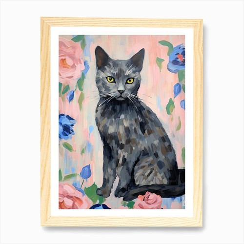 Russian blue cat painting - a,