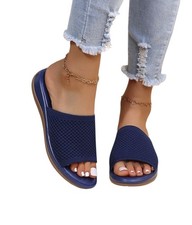 Womens Flats Beach Sandals Slip On Mules Sliders Wide Fit Lightweight Size 6