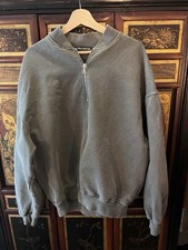 Cole Buxton Zip Neck Sweatshirt Washed Grey XL 100% Cotton