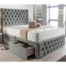Ark Future Divan Bed Set Chesterfield Plush Velvet Upholstered Storage Bed
