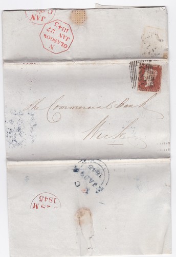 1845 fine penny red - 1d,