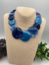 Unique beaded necklace costume jewellery (H1) bold blue disc beads vintage M&S