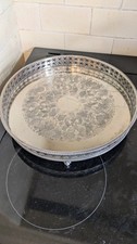 Silver On Copper  Made In England Round Tray With Claw And Ball Feet 30cm
