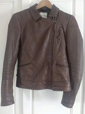 Reiss Women's Brown Leather Biker Jacket  Size XS