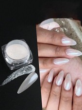 White Pearl Chrome Nail Powder Glitter Art Dust Premium Hot Nails UK