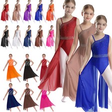Kid Girls' Lyrical Modern Gymnastics Jazz Latin Costume Ballroom Dance Dresses