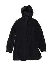 BENETTON Girls Hooded Duffle Coat 11-12 Years 2XL Navy Blue Wool DL35