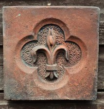 Victorian decorative brick copy antiqued terracotta wall tile "Fleur de Lys"