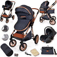 Baby Pushchair 3 in 1 Travel System  Pram Buggy With Car Seat Folding Stroller