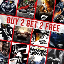 Movie Poster Fast And Furious Saga All Movies Wall Art Picture Print Posters