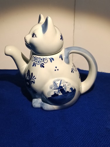 Vintage delft cat teapot - vintage,