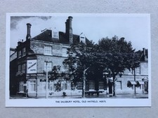 Old Hatfield 'Salisbury Hotel' from the road 1950s RP postcard Hertfordshire