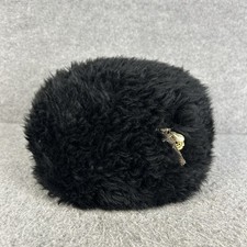 Suzanne Bettley Real Fur Hat Womens Black Winter Beanie y2k Vintage 90s