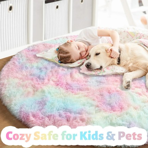Fluffy round area rug for - area, kids