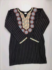 Asian Womens Embroidered Black
