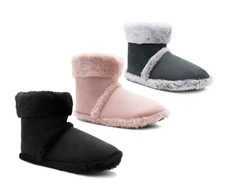 Womens Faux Fur Slipper Boots Warm Lined Ladies Plush Slippers Ankle Booties