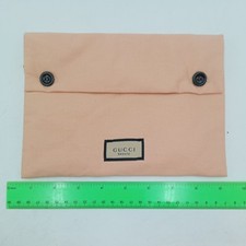 GUCCI Beauty Peach Floral Lined Canvas Cotton Pouch Cosmetic Makeup Bag New