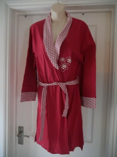 Cotton dressing gown - dressing, red