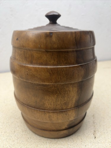 Wooden treen lidded barrel - treen,