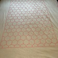 wh / pink Candlewick hand tufted vint chenille bedspread antique