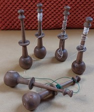 Selection Of Antique Wooden Lace Making Bobbins. Vintage Collectable Fibre Art