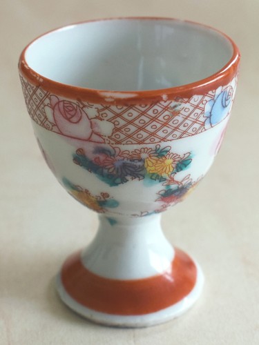 Egg cup white with - white, orange