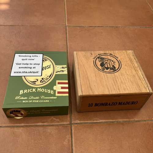 Two cigar boxes brick house - two,