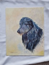 Original Signed Vintage Oil Painting Of A Lurcher Dog