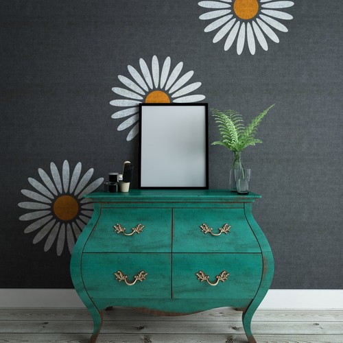 Large daisy stencil - stencil, reusable