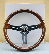 350mm JDM  Nardi Solid Wooden Silver Chrome Spoke Racing Steering Wheel Brown