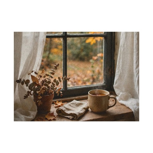 Cozy autumn window scene - autumn,