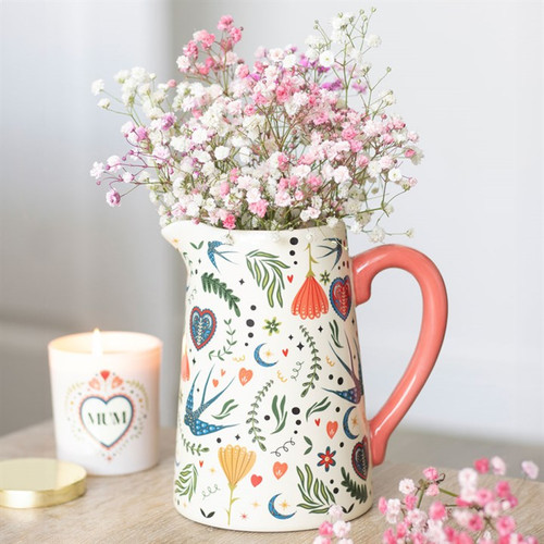 Cream folk floral cottage - folk,