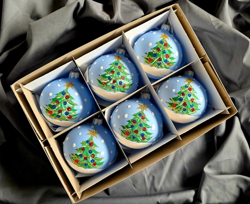 Hand painted glass baubles - painted,