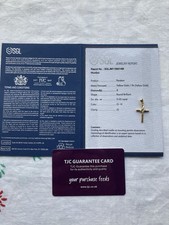 9K Yellow Gold Diamond Cross Pendant With SJL Report And Guarantee Card , TJC