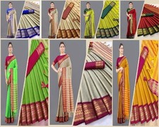 Sari Asian Kanchipuram Silk saree bollywood wedding designer Women Banarasi
