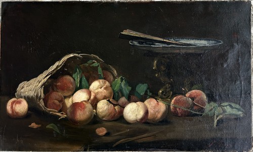 Large original antique oil - original,