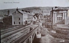 Broad Street  Newtown, Mid Wales  - vintage postcard 