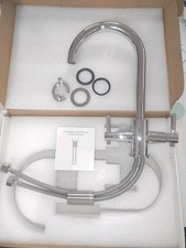 Funime Chrome Kitchen Sink Taps Mixers Dual Lever Monobloc Swivel Spout Silver