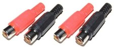 4 x RCA Phono Female Inline Cable Sockets Solder Connectors HiFi Audio Red Black