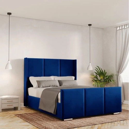 Winged upholstered plush bed - upholstered,