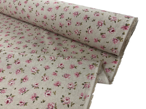 Pink rose curtain fabric - pink,