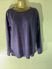 Womens Next Uk 8 Purple Pattern Long Sleeve Sheer Stretch Casual T-shirt Top
