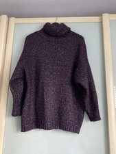 Zara Purple Slightly Sparkly Chunky Roll Neck Jumper Size M