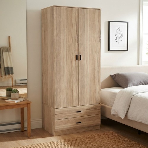 Tall wooden wardrobe - wardrobe, with