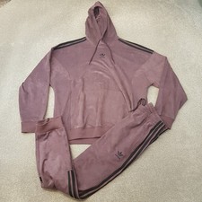 Adidas Mens Tracksuit Set Medium Purple Velour Hoodie Jogger Pants Originals