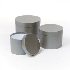 Set of 3 - Oasis Round Grey Hat Box Boxes - Storage Florist Home Gift Decoration