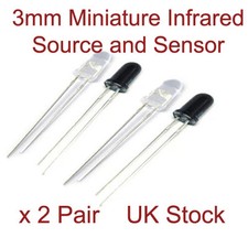 3mm IR LED Infrared transmitter &  phototransistor receiver x 2