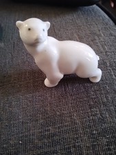 Vintage Nao Small Polar Bear Cub Porcelain Figurine Made In Spain 1 Small Chip
